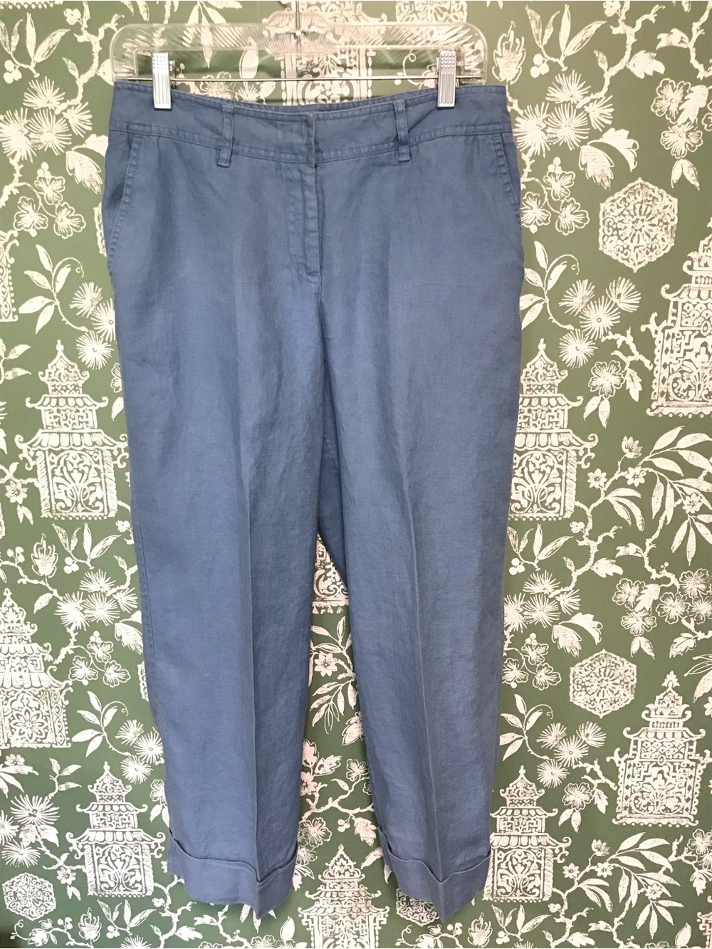 J. Jill Blue Linen Cropped Pants
